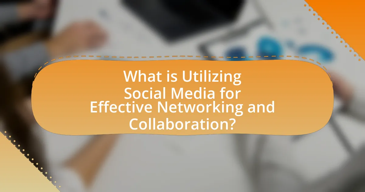 What is Utilizing Social Media for Effective Networking and Collaboration?